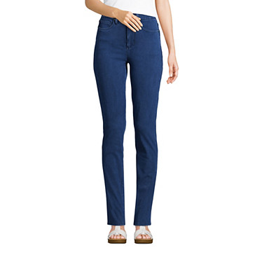 Pantalon Droit Taille Haute en Jersey Denim, Femme Stature Standard image number 0