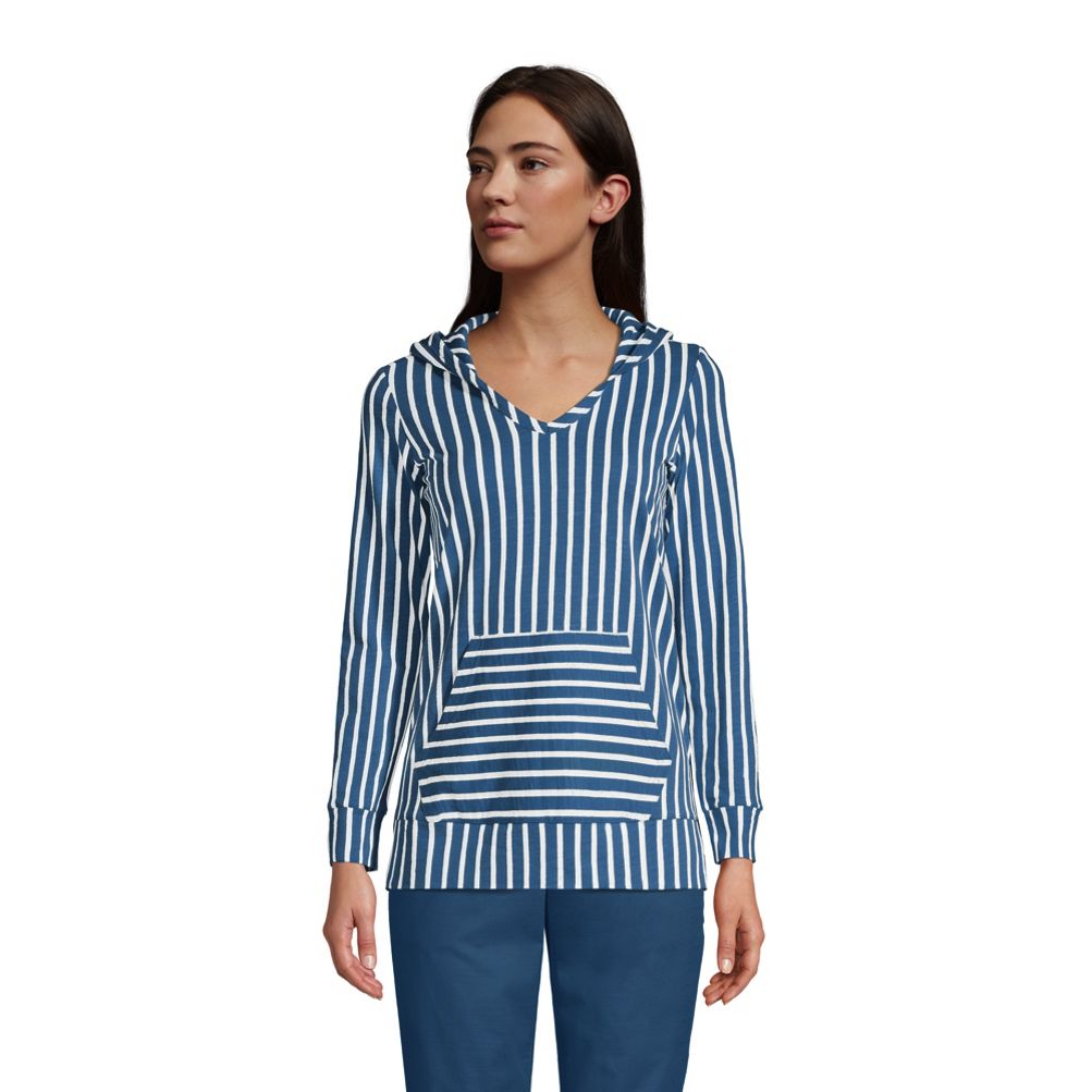 Striped Split Neck Tunic Sweatshirt - Wheat Stripe