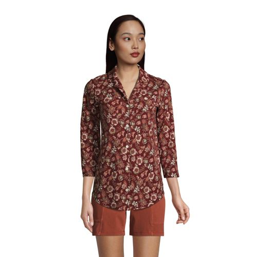 Women's Slub 3/4 Sleeve Button Front Tunic - image 2