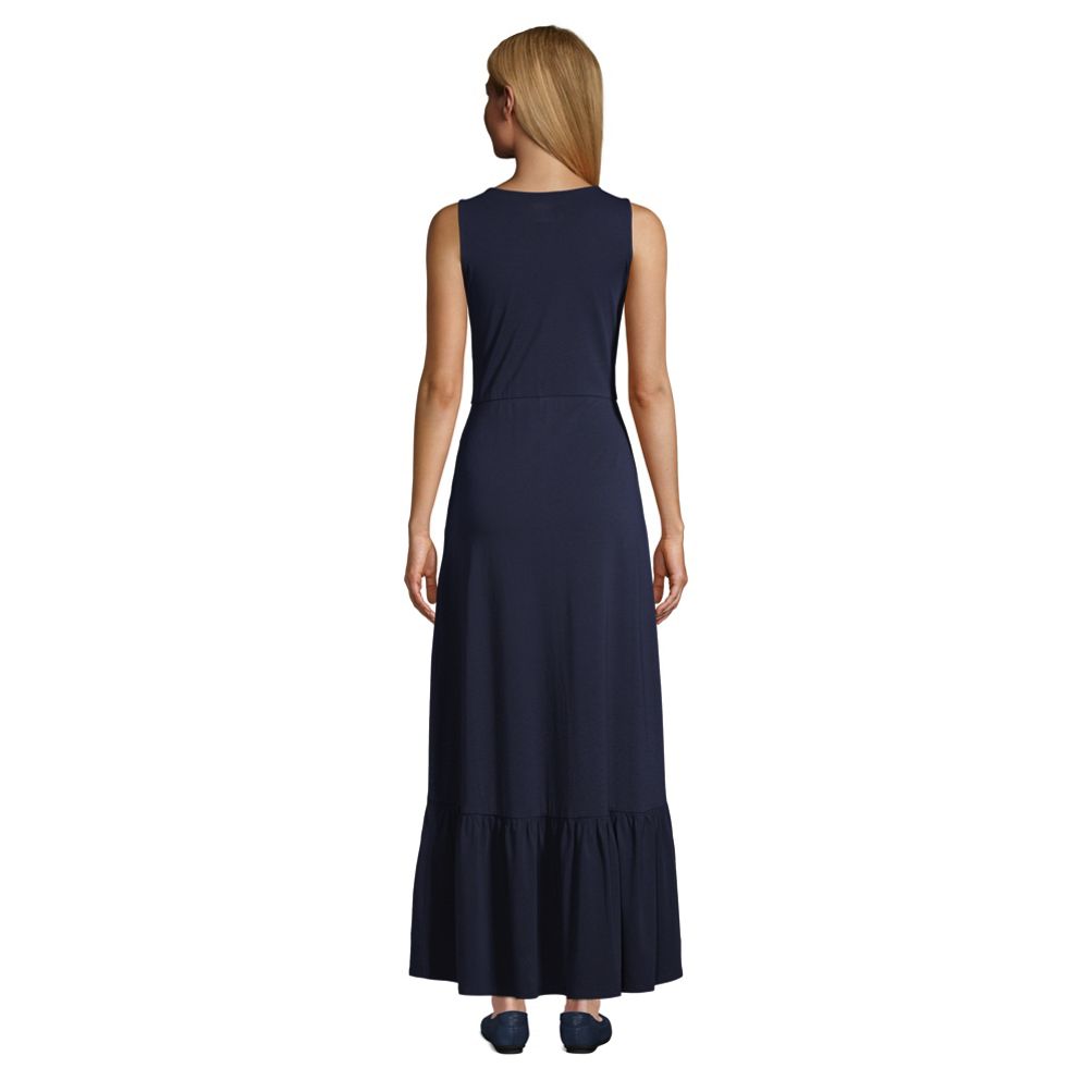 Women s Cotton Modal Square Neck Tiered Maxi Dress