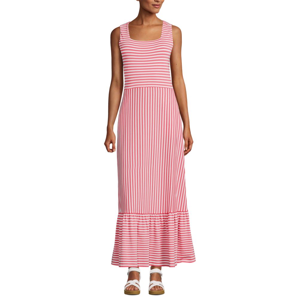 Women's Cotton Modal Square Neck Tiered Maxi Dress