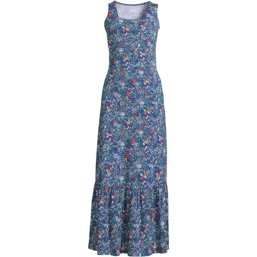 Women s Cotton Modal Square Neck Tiered Maxi Dress Lands End