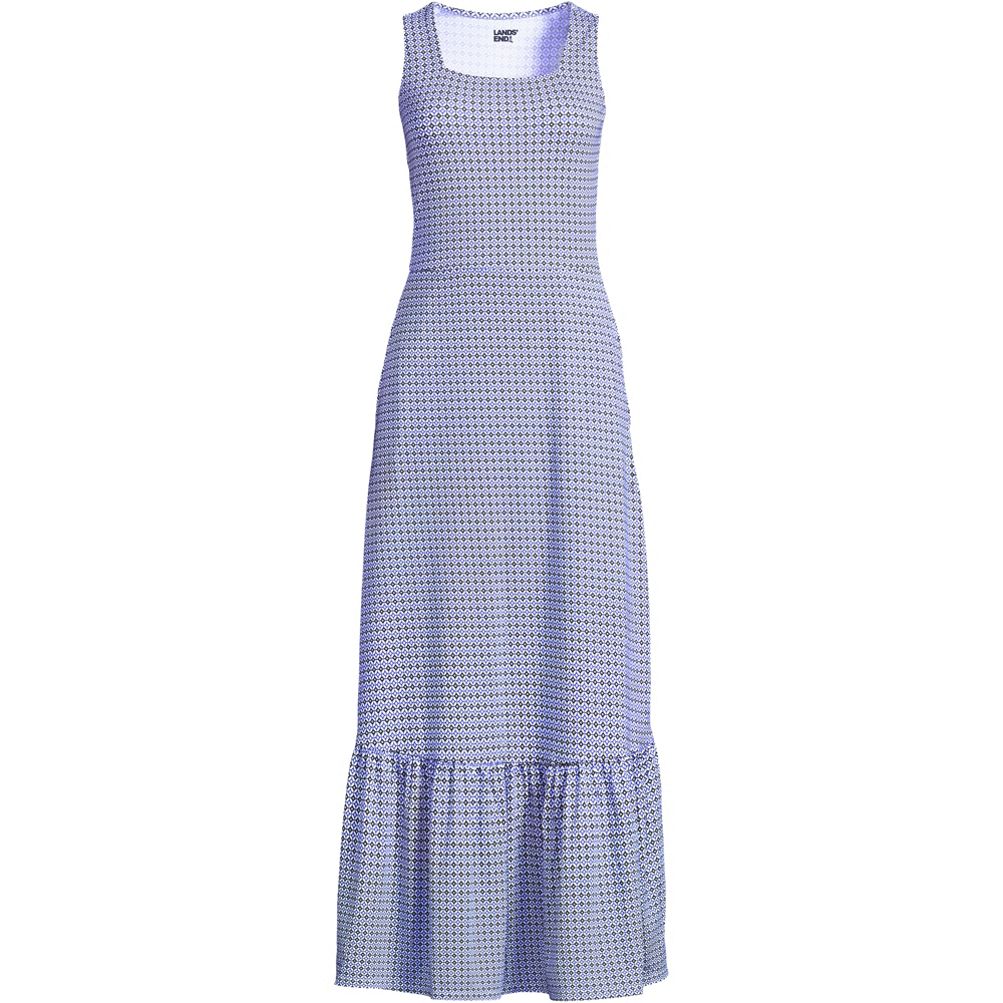 Women s Cotton Modal Square Neck Tiered Maxi Dress Lands End