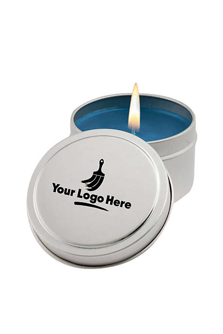 Aromatherapy Candle Custom Logo 6oz Round Silver Tin