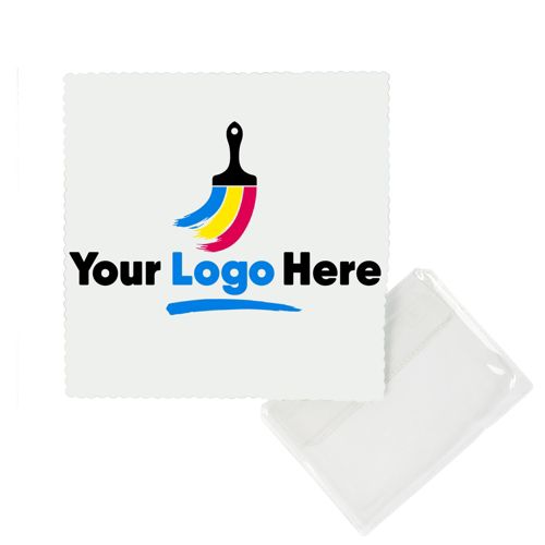 Custom Logo Microfiber Wipe Cloth 6x6 in Pouch