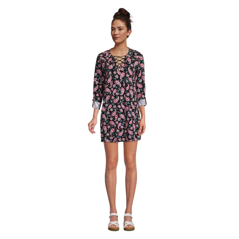 Women's Cotton Jersey V-neck Tunic Swim Cover-up Shirtdress | Lands' End