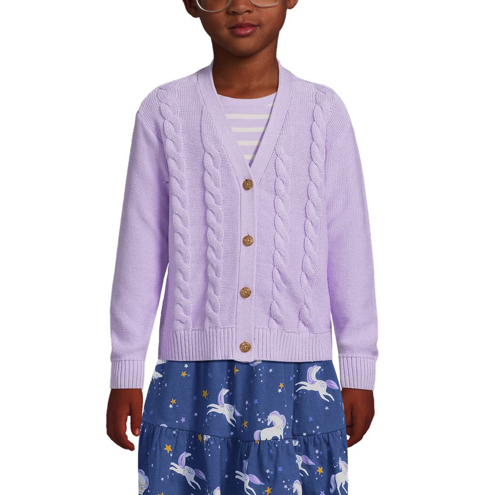 Girls Button Front Pointelle Cardigan