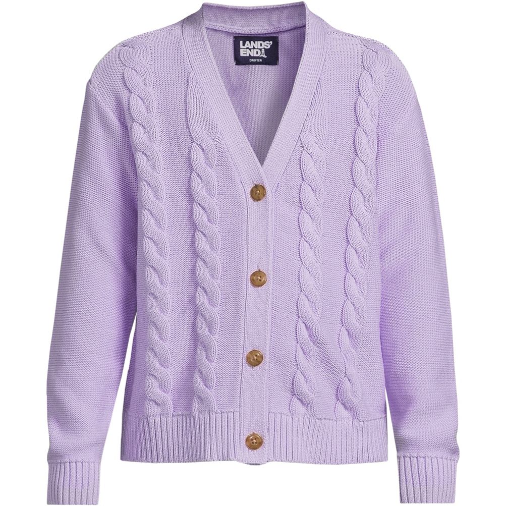 Girls Button Front Cable Cardigan