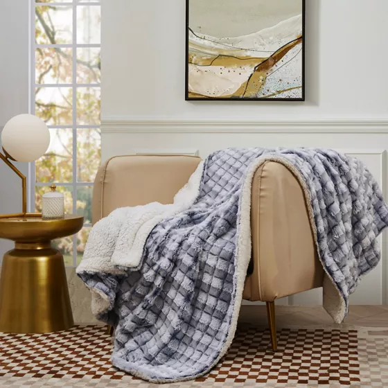 Blue Ridge Home Fashions MicroMink Sherpa Reversible Throw Blanket - primary