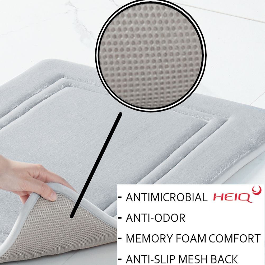 Truly Calm HeiQ AntiMicrobial Memory Foam Bath Rugs- Set of 2