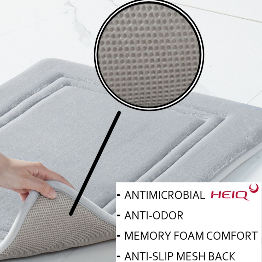 Truly Calm HeiQ AntiMicrobial Memory Foam Bath Rugs- Set of 2