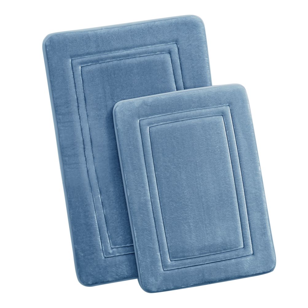 Hastings Home Set of 2 Memory Foam Bath Mats, Gray 32.25-in x