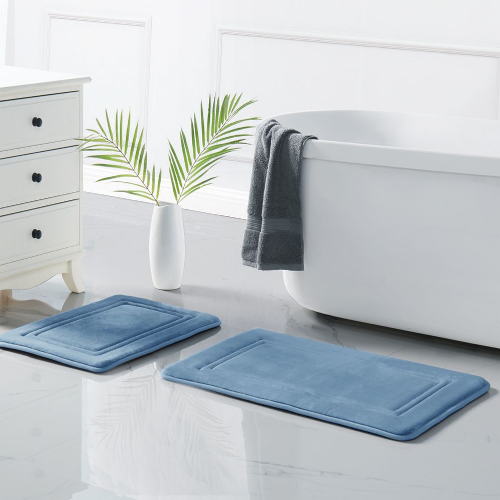 Truly Calm HeiQ AntiMicrobial Memory Foam Bath Rugs- Set of 2