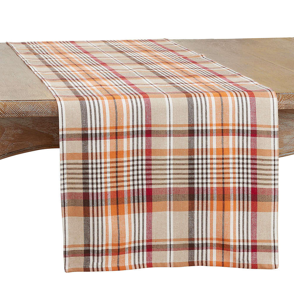Saro Lifestyle Multi Color Plaid Cotton 16''x72'' Table Runner 