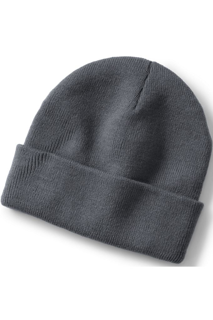 Unisex Knit Cuffed Winter Beanie - Lands' End - Gray