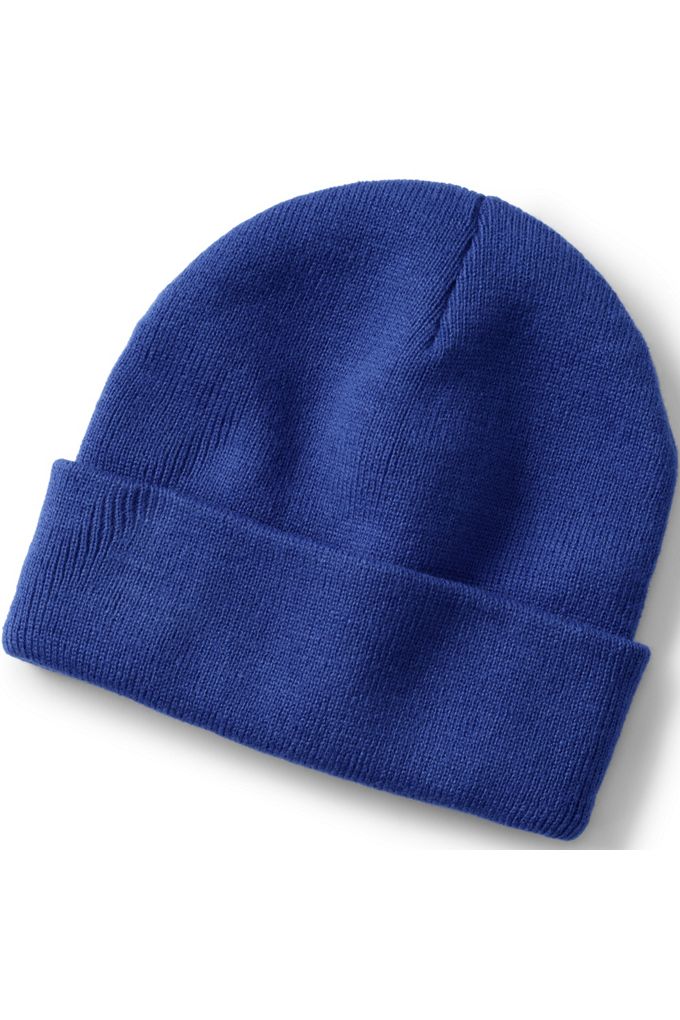 Unisex Knit Cuffed Winter Beanie - Lands' End - Blue