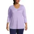 Women's Plus Size Supima Micro Modal 3/4 Sleeve Notch Neck Tunic, Front
