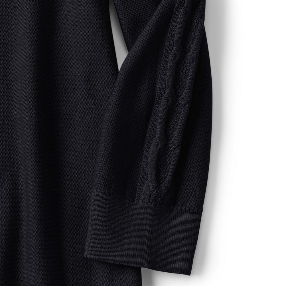 Women's Cotton Modal 3/4 Cable Sleeve Tunic Sweater | Lands' End