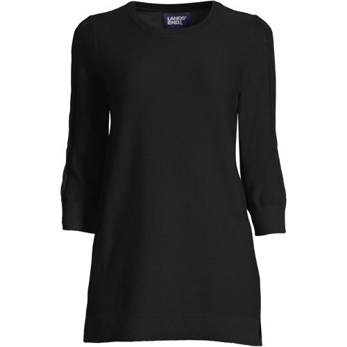 Women's Cotton Modal 3/4 Cable Sleeve Tunic Sweater