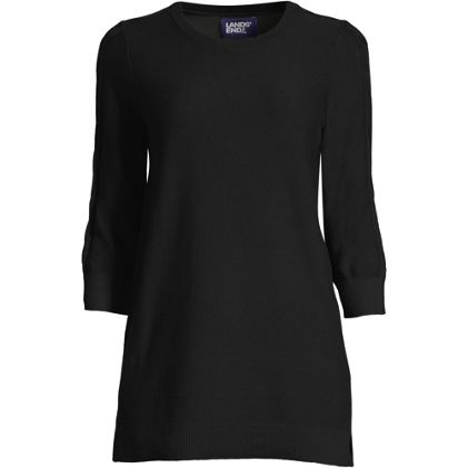 Women's Cotton Modal 3/4 Cable Sleeve Tunic Sweater - primary