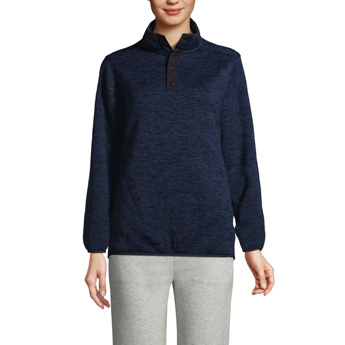 Unisex Sweater Fleece Snapneck Pullover