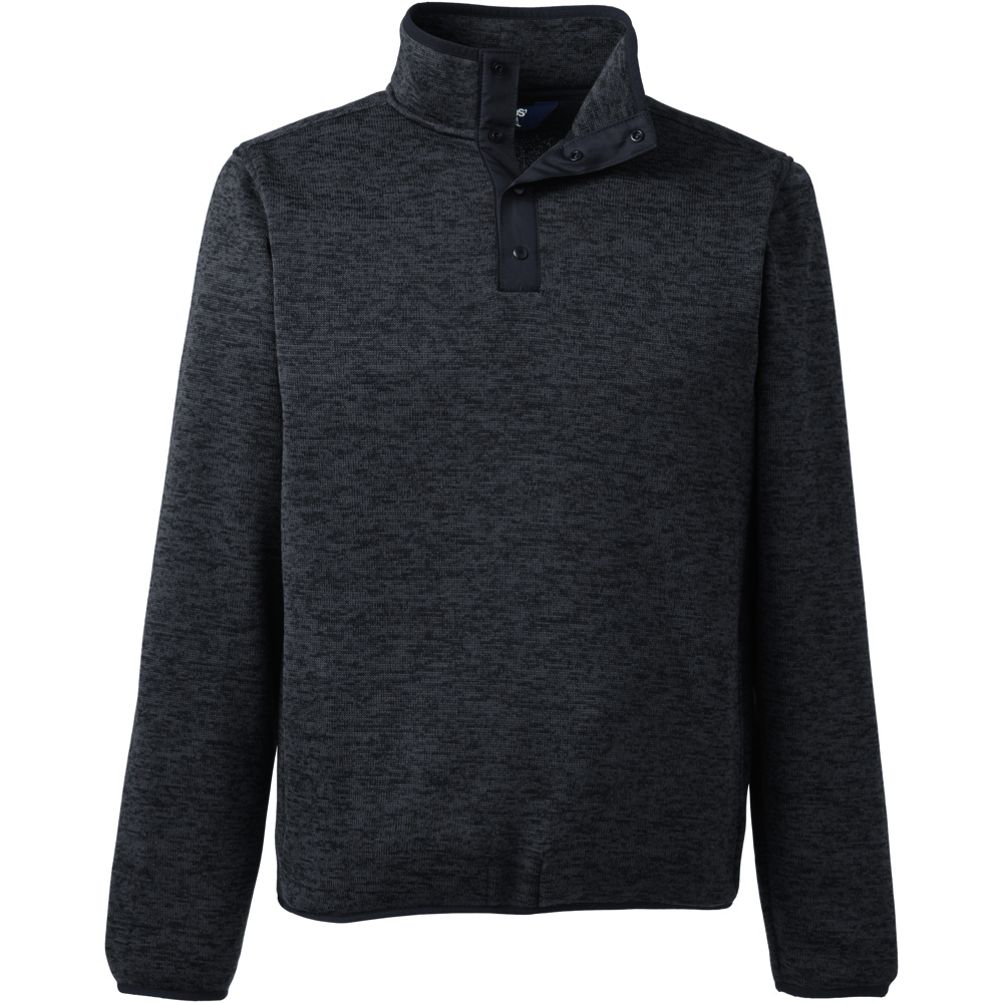 Unisex Sweater Fleece Snapneck Pullover Lands End