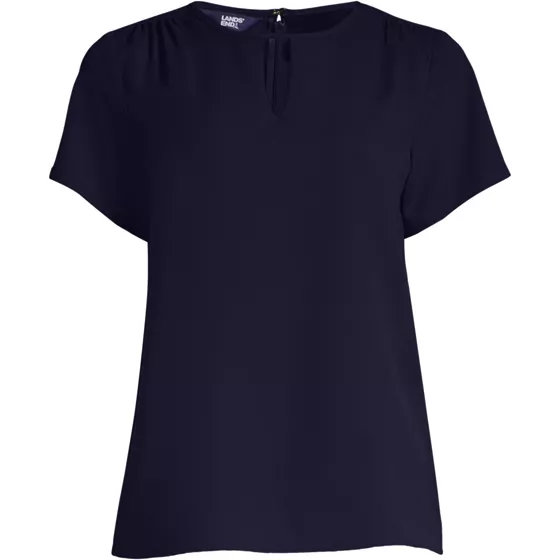 School Uniform Women's Keyhole Crepe Blouse - primary