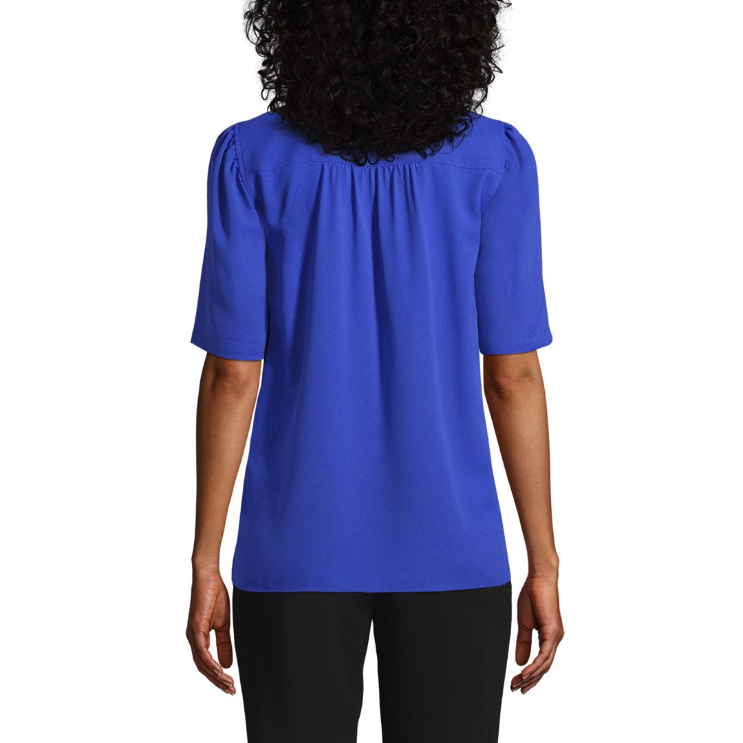 Women's Elbow Sleeve Crepe Popover Blouse