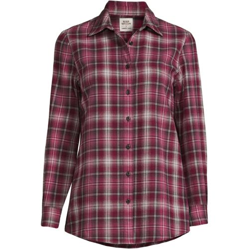 Lands' End Men's Traditional Fit Comfort- First Lightweight Flannel Shirt -  Large - Emerald Gulf Plaid