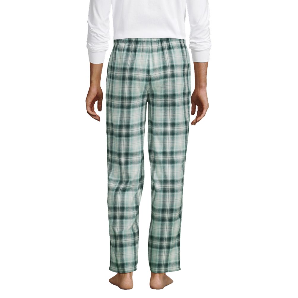 Tall Men's Pajama Bottom: Flannel, Classic Plaid (Green/Blue) Medium / 2X-Tall - 40