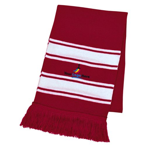 Custom Embroidered Knit Winter Scarf with Fringe