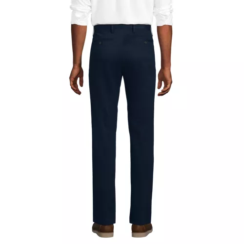 Men's No Iron Straight Fit Plain Front Chino Pant, Back