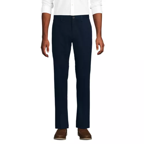 Men's No Iron Straight Fit Plain Front Chino Pant, Front