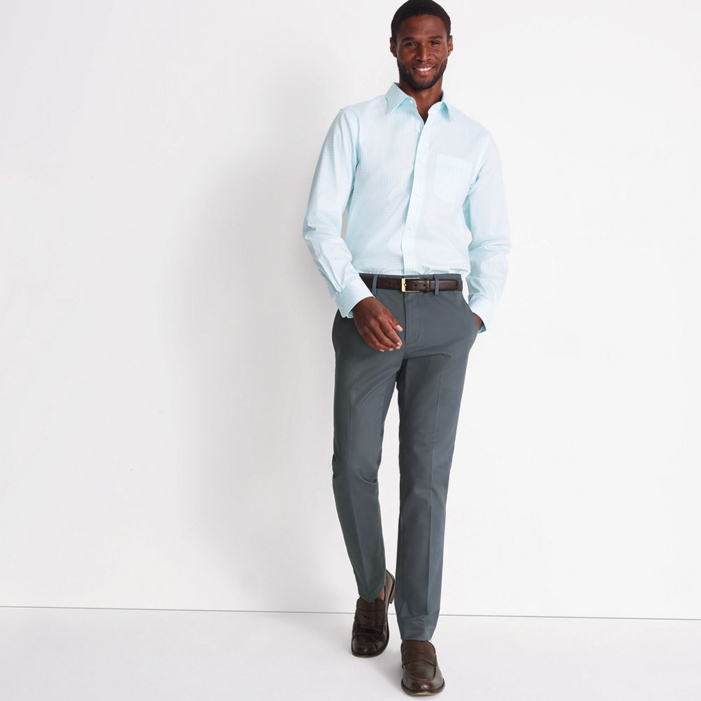 Men's No Iron Straight Fit Plain Front Chino Pant | Lands' End