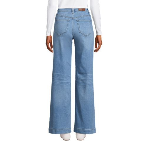 Women's Recover High Rise Wide Leg Blue Jeans, Back