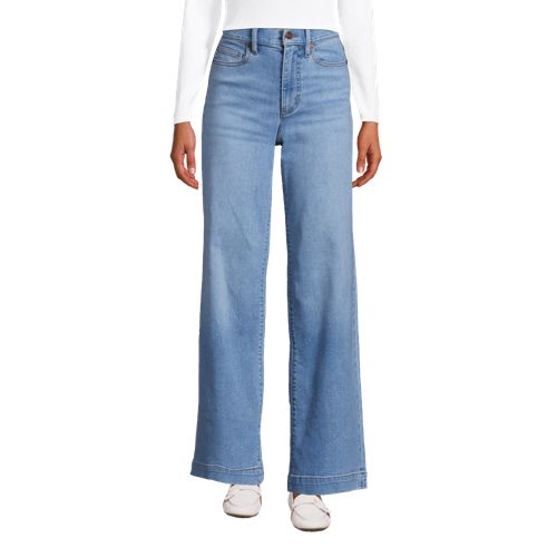 Women's Recover High Rise Wide Leg Blue Jeans, Front