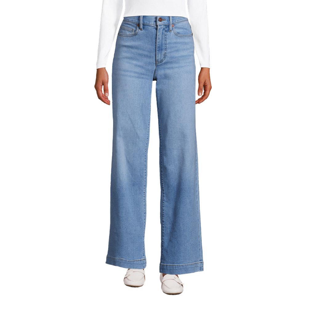 Women's High Rise Wide Leg Blue Jeans