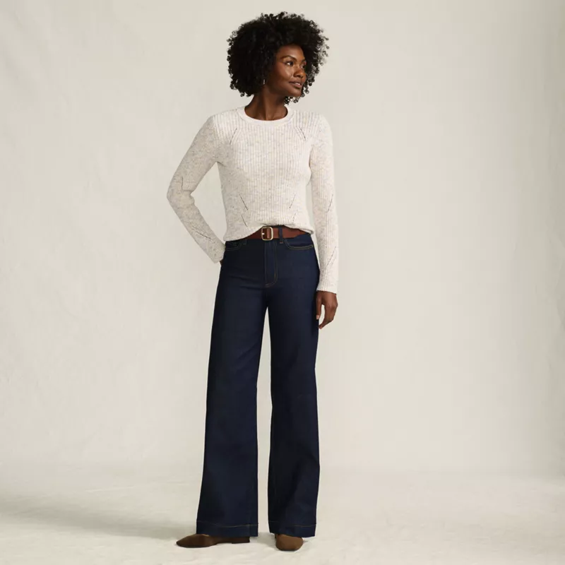 Women's High Rise Wide Leg Blue Jeans, alternative image