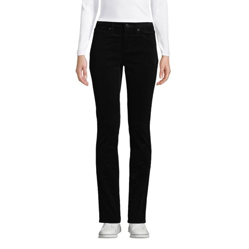  Lands' End Straight Fit Cordhose Mid Waist, Damen, Größe:34 76 Regular, Schwarz, Baumwoll-mischung, By Lands' End 