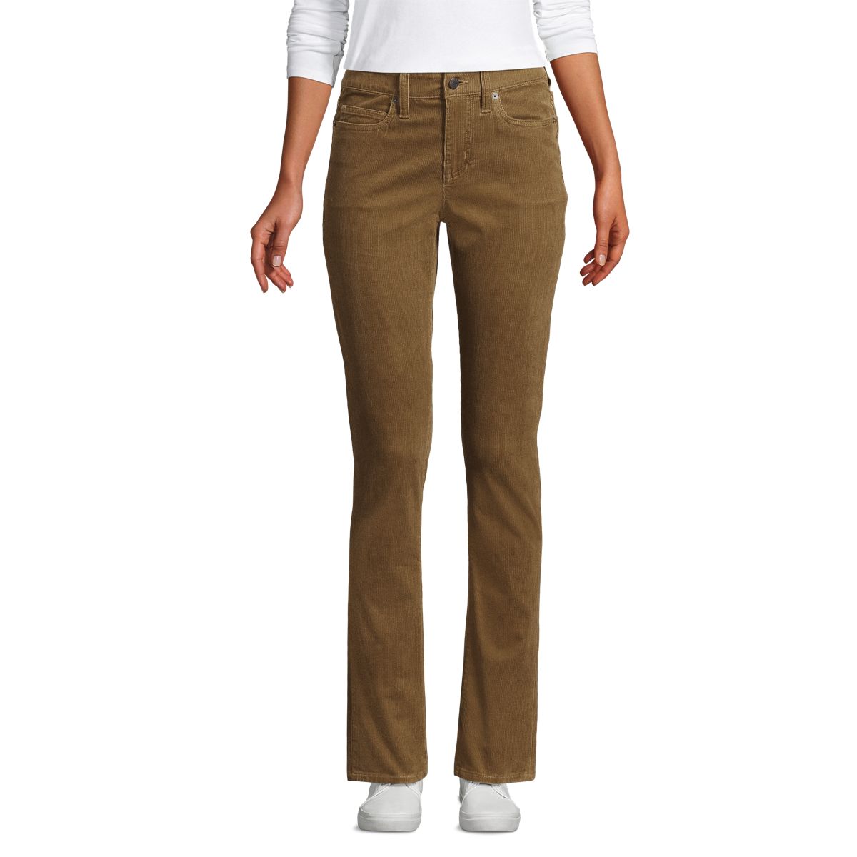 Women's Mid Rise Straight Leg 18 Wale Corduroy Pants