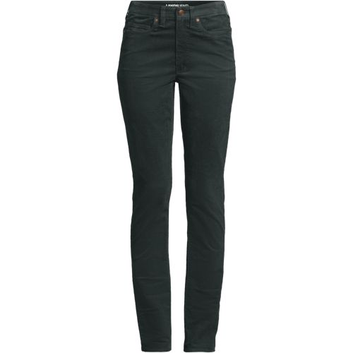 Straight Leg Stretch Cord Jeans, Mid Rise, Women, size: 12 32, regular, Green, Cotton-blend, by Lands' End