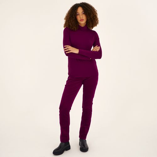 Straight Leg Stretch Cord Jeans, Mid Rise, Women, size: 12 34, regular, Purple, Cotton-blend, by Lands' End