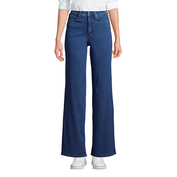 High Waist Knit Jeans mit weitem Bein für Damen image number 0