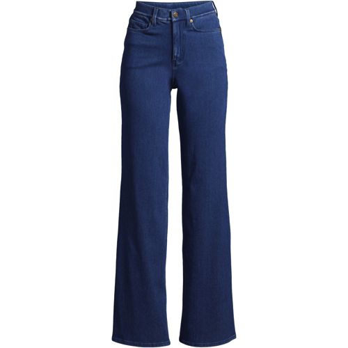 High Waisted Knit Denim Wide Leg Jeans, Women, Size: 20-22 Plus, Blue, by Lands’ End