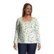 Women's Plus Size Long Sleeve Light Weight Jersey Square Neck Tiered Top, Front