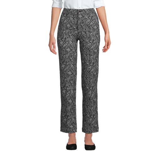 Lands' End Women's Tall Sport Knit High Rise Elastic Waist Pull On Pant -  Print - Medium Tall - Citron Yellow Seersucker : Target