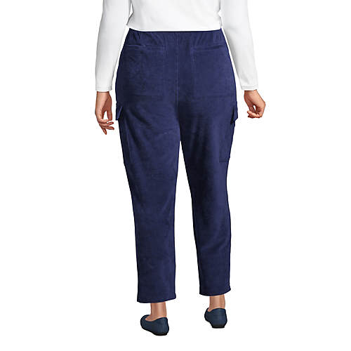 Women's Plus Size Sport Knit High Rise Corduroy Elastic Waist Cargo Pants - Secondary