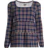 Women's Long Sleeve Light Weight Jersey Square Neck Tiered Top, Front