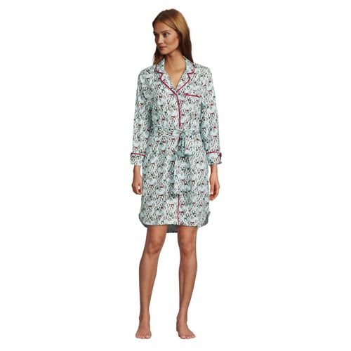 Women's 3/4 Sleeve Flannel Sleepshirt Nightgown