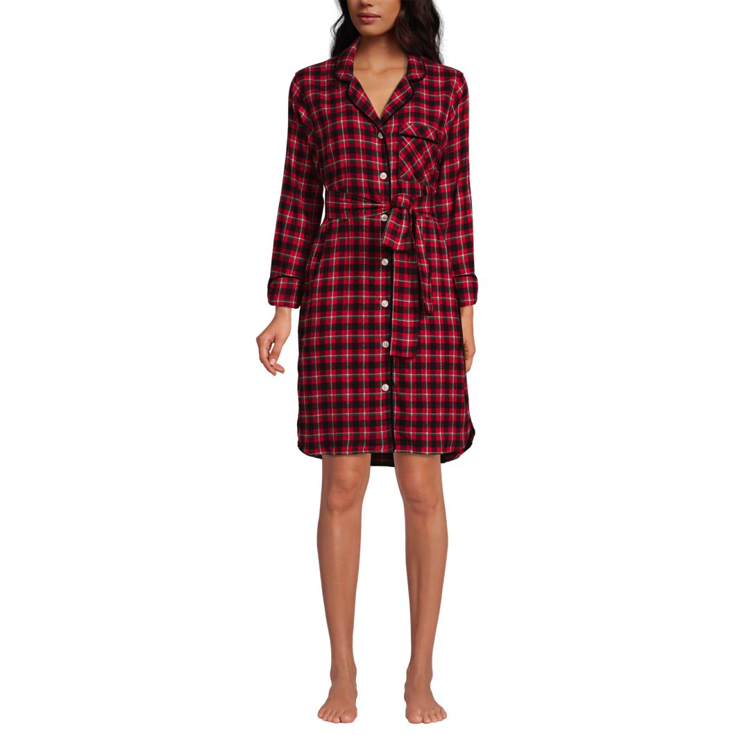 Women's 3/4 Sleeve Flannel Sleepshirt Nightgown